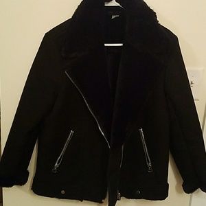 Oversized suede moto jacket